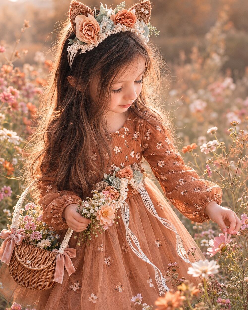 Darling Woodland Deer storybook meadow Floral heirloom Headpiece Headband